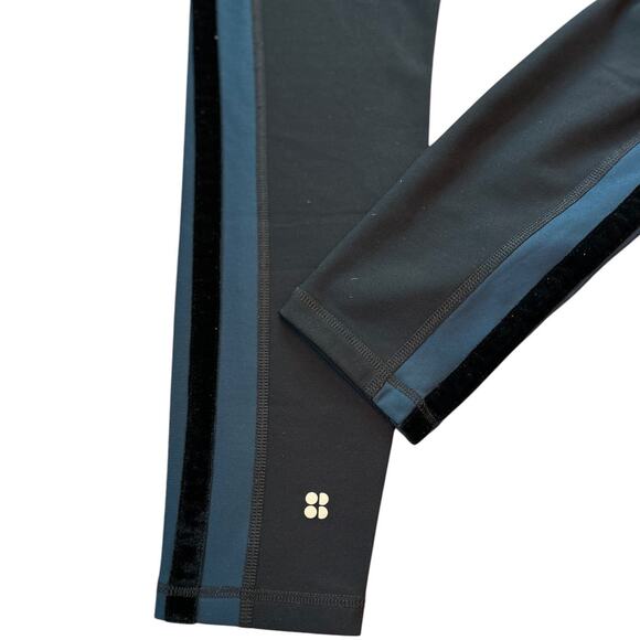 Sweaty Betty Thermodynamic Fleece Lined Leggings Velvet Striped Size M EUC - Picture 1 of 9